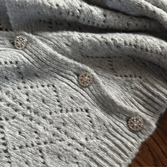 Anthropologie - Maeve Pointelle Chunky Sweater w/Rhinestone Buttons - size M - Picture 6 of 6